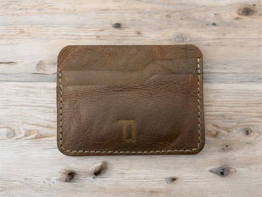 Card & Cash Holder Genuine Pull up Leather